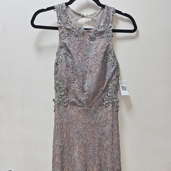 Jodi Kristopher Dresses & Skirts - Jodi Kristopher Lace Gown – Style 3930FB8CTP, Size 5, Silver/Taupe/Apricot, NWT